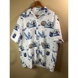 BWM Global Kansas City Royals Hawaiian Button Up Shirt Beer Flowers‎ XL
